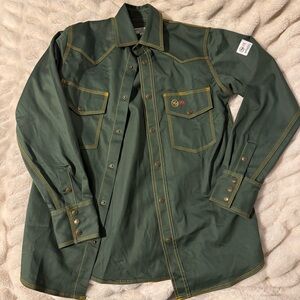 Western Welder Men’s Work Button Up Shirt Fire Resistant Long Sleeve S NFPA2112